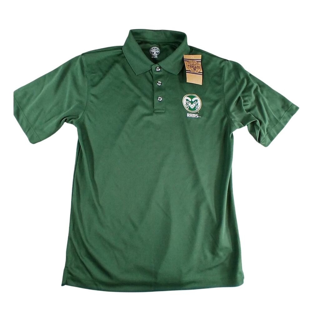 Colorado State Rams Polo Shirt Mens Small Green Breathable Rivalry Threads NWT